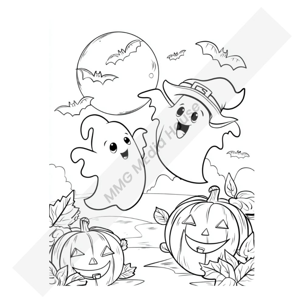 Halloween ghosts and pumpkins