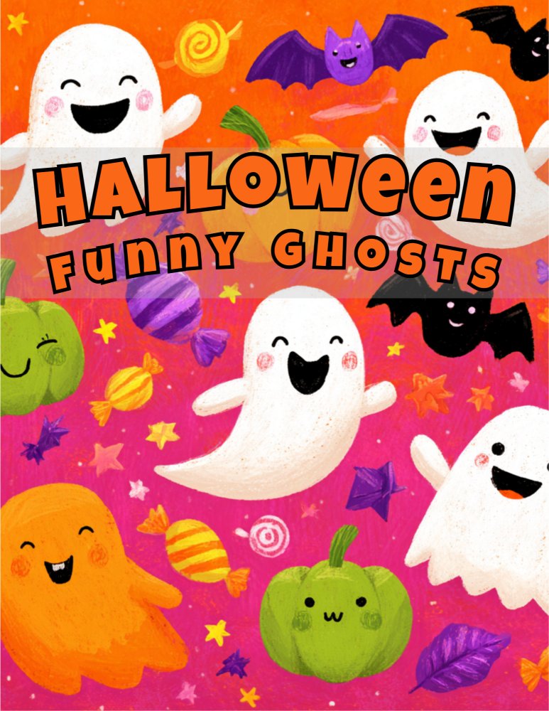 Halloween funny ghosts coloring pages